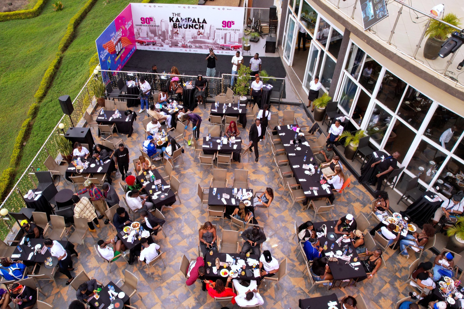 The Kampala Style Brunch, 90's Throwback and Y2K style edition, set up on the rooftop terrace, August 2024