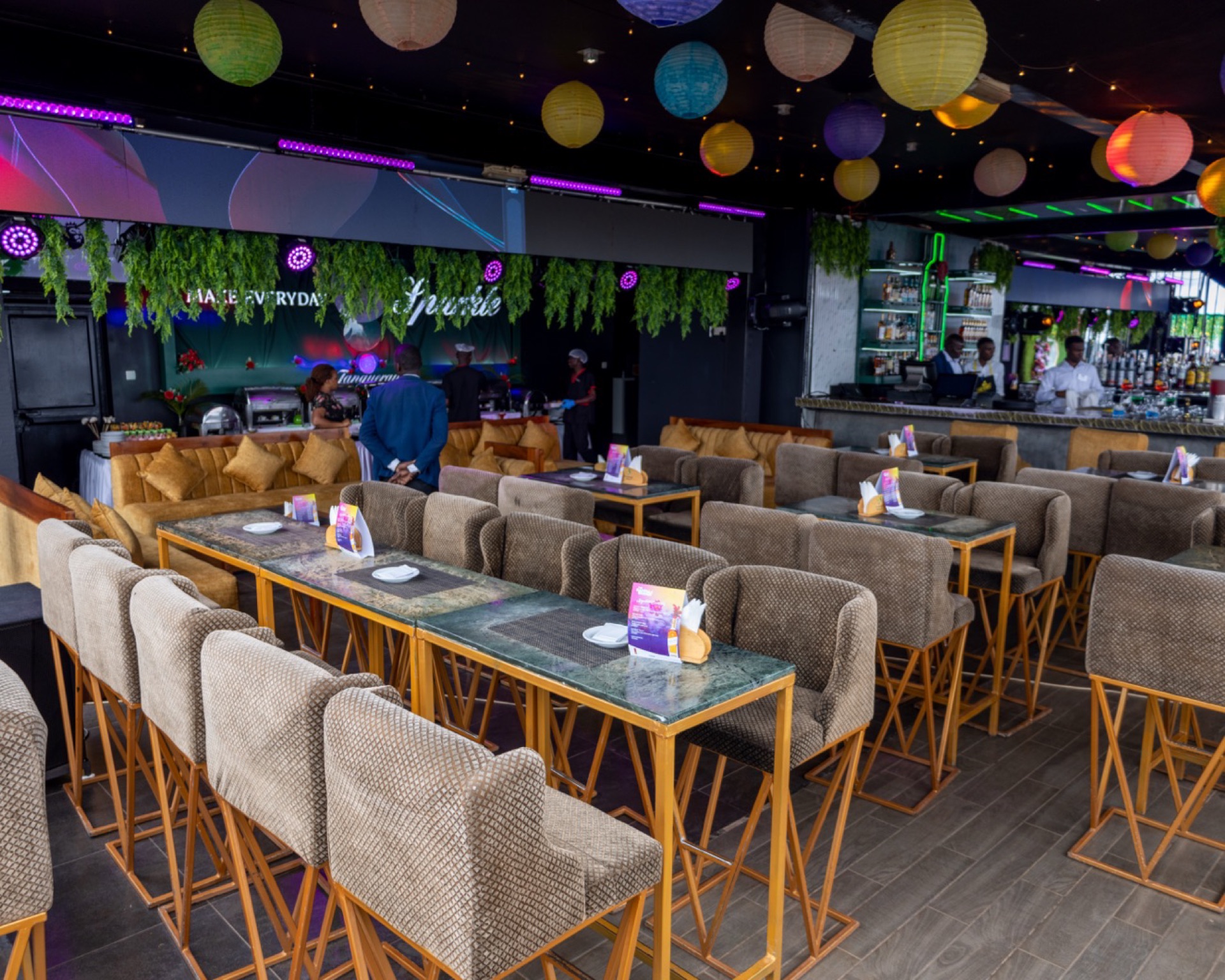 Ninety9 Rooftop Bar lounge styled for a Friday evening event